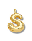Bubble Initial Necklace - Gold - Round Link Chain