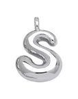 Bubble Initial Necklace - Silver - Box Chain