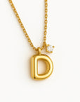 Bubble Initial Necklace - Gold - Round Link Chain