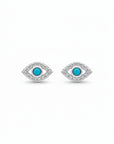 Turquoise Rock Evil Eye Stud - Silver