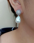 White Baroque Pearl Earrings