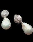 White Baroque Pearl Earrings