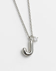 Bubble Initial - Silver - Round Link Chain