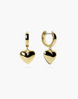 Heart Charm Hoops - Gold