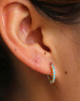 Gold Turquoise Hoops (9mm)