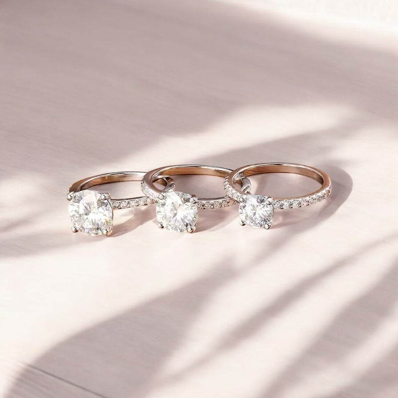 Pave Band Round Engagement Ring - 925