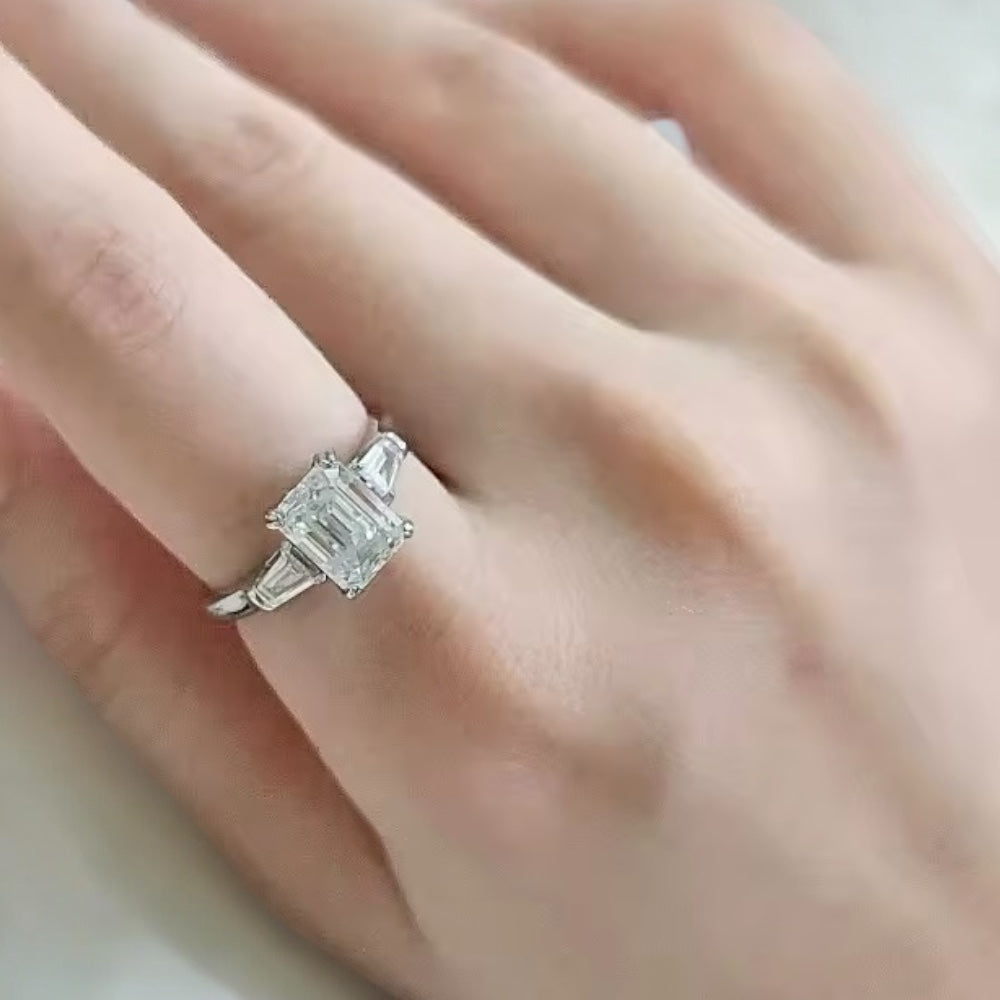 Classic Emerald Engagement Ring - 925