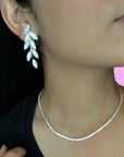 Three Prong Setting Tennis Necklace - 925 Silver