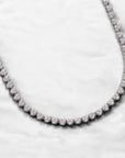 Heart Pave Tennis Necklace - Platinum