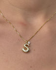 Bubble Initial Necklace - Gold - Box Chain