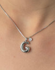 Bubble Initial Necklace - Silver - Box Chain
