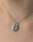 Bubble Initial Necklace - Silver - Box Chain