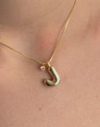 Bubble Initial Necklace - Gold - Box Chain