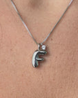 Bubble Initial Necklace - Silver - Box Chain