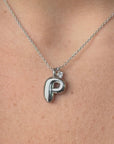 Bubble Initial - Silver - Round Link Chain