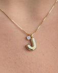 Bubble Initial Necklace - Gold - Box Chain