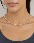 Gold Classic Tennis Necklace 3mm - Brass puesto en modelo - Queens Candy