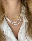 Three Prong Setting Tennis Necklace - 925 Silver
