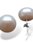 Button Semi Round Pearl Studs
