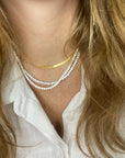 Three Prong Setting Tennis Necklace - 925 Silver