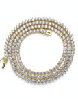 Three Prong Setting Tennis Necklace - Gold