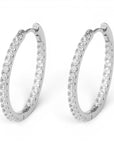 Aretes hoop Queens Candy de 22mm en cobre con baño plateado y zirconias brillantes en todo el aro