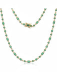 Collar tipo tennis Queens Candy de 16 pulgadas con zirconias verdes y baño de oro, diseño elegante y brillante.