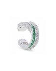 Ear cuff Queens Candy de cobre bañado en platino con circonitas blancas y cristales verdes en pavé