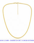 Herringbone Necklace - 925 - medidas dorada 2.5mm - Queens Candy
