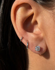 Martini Moissanite Studs - combinados en un ear stack - Queens Candy