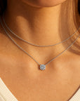 Moissanite Solitaire Necklace - combinado con otra cadena - Queens Candy