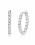 Pendientes de aro Queens Candy de plata 925 chapada en platino con brillantes moissanitas de 2,5 mm