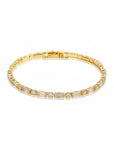 Pulsera tennis Queens Candy ajustable en cobre bañado en oro con zirconias blancas en corte baguette