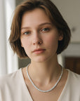 Three Prong Setting Tennis Necklace - Platinum