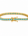 Turquoise Tennis Bracelet - 925 Silver con baño dorado - Queens Candy