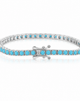 Turquoise Tennis Bracelet - 925 Silver con baño de rodio - Queens Candy