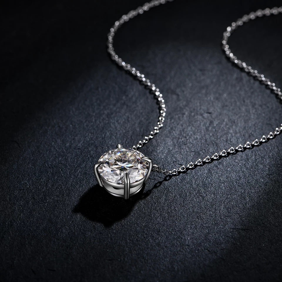 Collana Moissanite delicata in oro 14k, collana solitario