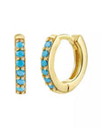 Gold Turquoise Hoops (9mm)