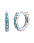 Silver Turquoise Hoops (9mm)