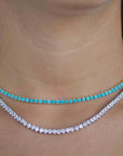 Three Prong Setting Tennis Necklace - 925 Silver