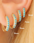 Turquoise & Diamond Hoops