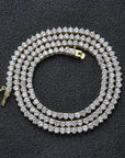Three Prong Setting Tennis Necklace - 925 Silver