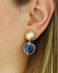Pearl and Lapis-lazuli Heart Earrings