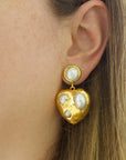 Encrusted Heart Pearl Earrings