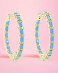 Turquoise & Pave Hoops