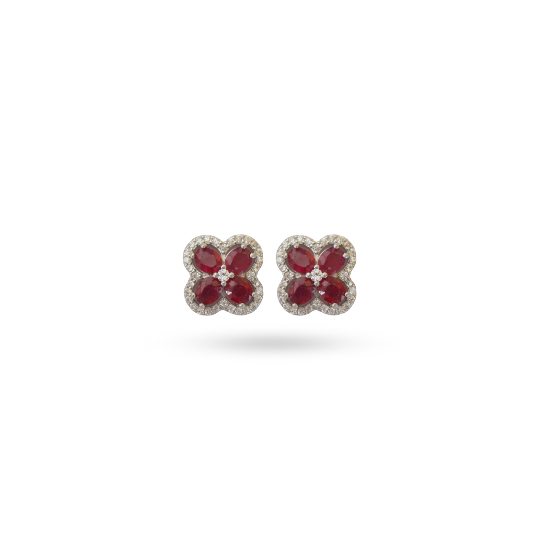 Small Blooming Flowers Natural Stones Stud