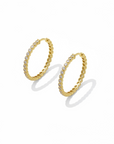 Bezel Swirl Hoops - Medium Gold