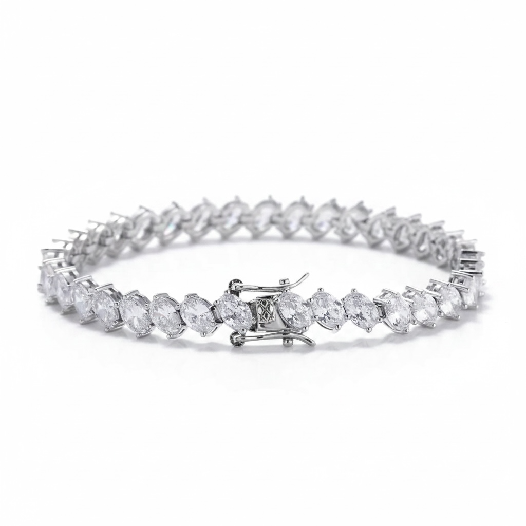 Sugared Gem Tennis Bracelet - Silver