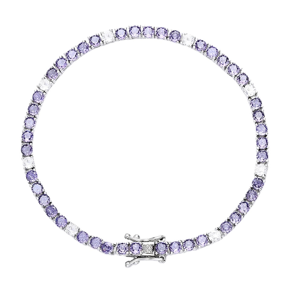 Purple &amp; Diamond Tennis Bracelet