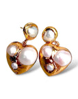 Encrusted Heart Pearl Earrings